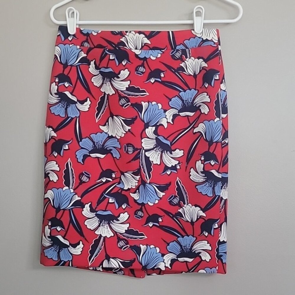 J Crew Red Blue White Skirt Size 0